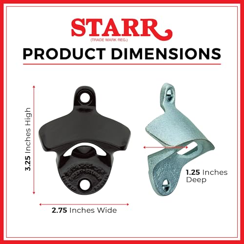 Décapsuleur mural STARR original noir uni en fonte avec vis - 2
