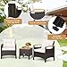 GIANTEX Rattan Balkonmöbel Set 2 Personen, 3 TLG. Rattan Gartensitzgruppe Lounge Set mit Kissen cremeweiß, Gartenmöbel Set 2 Sessel mit Tisch, Gartengarnitur Sitzgruppe Gartenlounge Set