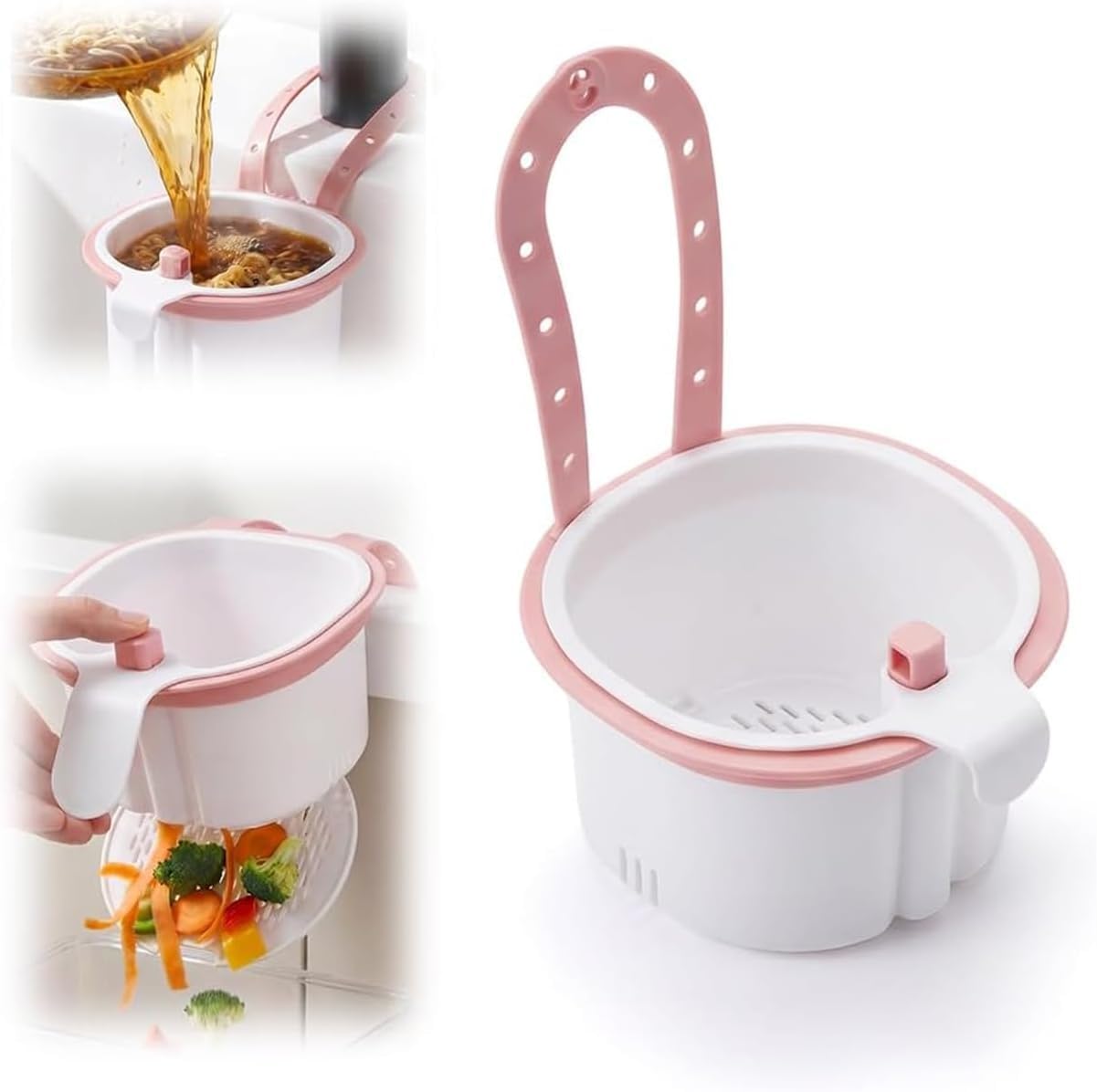 Hanging Kitchen Sink Strainer Basket, Sink Drain Strainer Self-Cleaning Faucet Hanging Filter Basket, Press Automatic Dumping