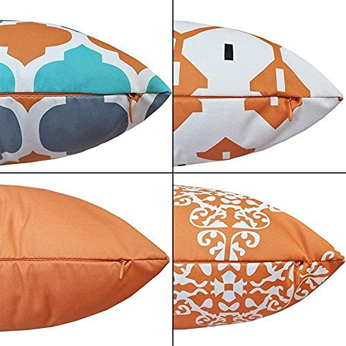 Protectores De Almohada 4 Piezas Funda De Cojín De Decoración Fundas De Almohada Y Fundas De Almohada Cuadrado Suave Geométrico Mirada De Lino Cremallera Oculta 45x45cm(18"x18") Librería de Fiesta en Cover