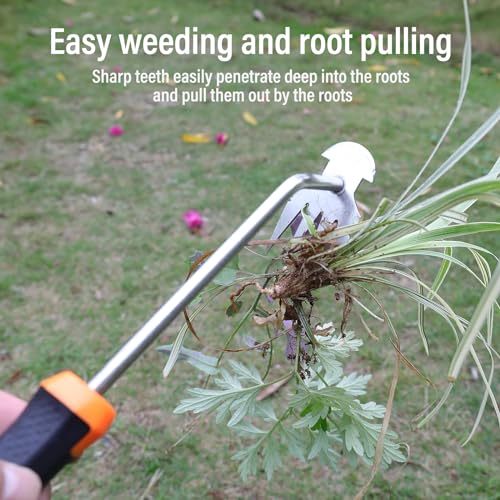 Weed Puller Tool,Portable Garden Weeder Tool,2024 New Gardening Weeding Tools,for Hand Weeder Puller for Vegetable Gardening Backyard Farm Planting & Uprooting Weeding Tool (Rubber Handle) - Image 4