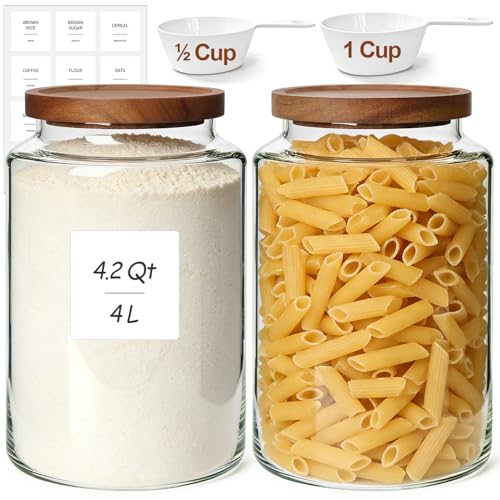 ComSaf 2Pcs (4.2Qt) Wide-Mouth Flour Sugar Storage...
