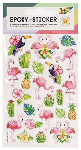 Epoxy Lot de 24 stickers en forme de flamant rose en 3D Idéal pour décorer des cartes de vœux, des travaux manuels et du scrapbooking, Coloré