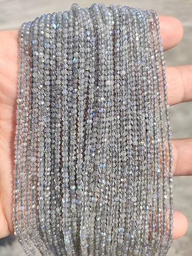 Labradorite naturelle : perles rondes facettées 2mm pour fabrication de bijoux - 2