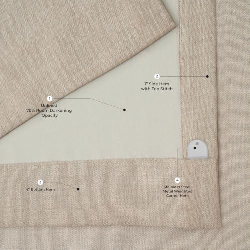 Image of HPD Half Price Drapes - Grommet Faux Linen Curtains for Living Room (1 Panel) - 50W X 96L - Textured Room Darkening Curtains for Bedroom 96 Inches Long - Drapes for Home Decor, Thatched Tan