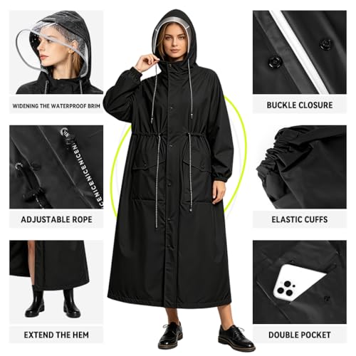 Image of PALAY Rain Ponchos for Men Women, Reusable PEVA Raincoats with Hood for Rain Ponchos for Camping, Hiking, Music Festival, Outdoor Activities