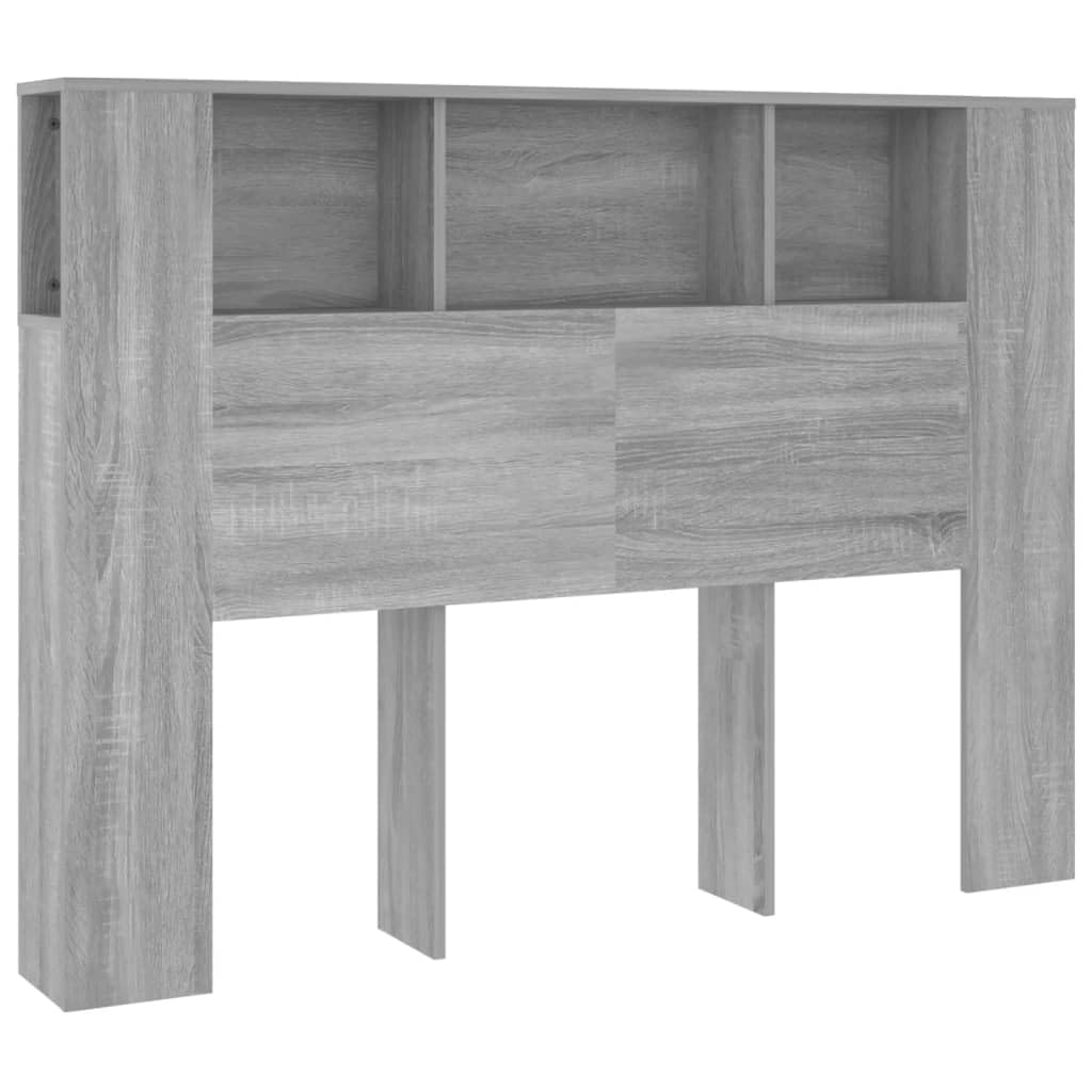 vidaXL Mueble Cabecero Armario de Cama con Almacenaje Pared Dormitorio Estantería Habitación Libros Decoraciones Color Gris Sonoma 140x18,5x104,5 cm
