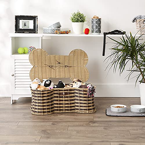 Image of Bone Dry Pet Storage Collection Toy Basket, Large, 24x15x9 inch, Stripe Plastic Wicker