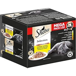 SHEBA Adult Katzenfutter nass – 32x85g Schalen – Geflügel Variation in Sauce – Nassfutter für Katzen – 1 Großpackung