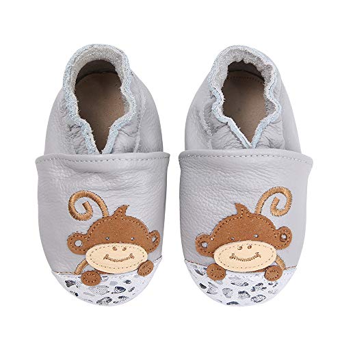 koshine Baby Schuhe Leder Krabbelschuhe 0-36 Monate (6-12 Monate, AFFE)