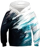 TUONROAD 14-16 Years Unisex Teens Colorful Graffiti Clothes Size 15 Girls 3D Blue White Painting Hoodies Jacket 16 Fashion Boys Novelty Pullover Juniors Fall Sports Long Sleeve Top Shirts