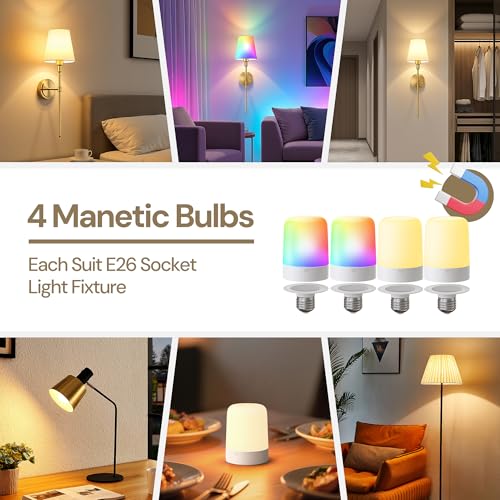 Image of DORESshop Upgraded 4 Rechargeable Bulbs Battery Operated Wall Sconce Set of 2, 15 Color Wireless Wall Sconces Set of 2, Sconce Wall Decor Set of 2 for Bedroom, Living Room, Brushed Gold 24.6in