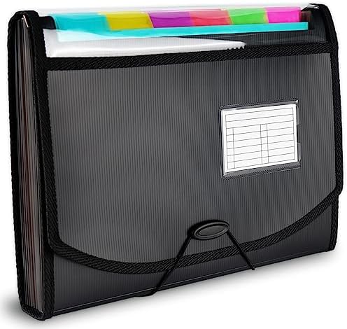 H4D Accordian File Accordion Folders 13 Pockets, Expanding Paper Filing File Folders Organizer, Expandable Binder Document Organizer File Folder with Dividers Tabs, Letter Size