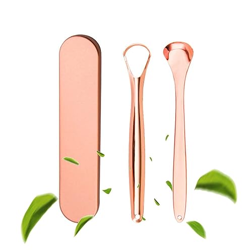 Raspador de lengua limpiador paquete de 2 Raspadores de lengua de acero inoxidable con estuche de transporte cepillo de raspado de lengua para el