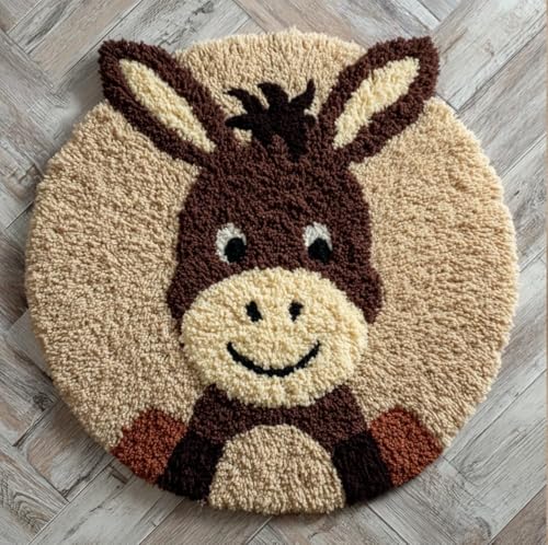 Kit de tapis de crochet à point noué âne WallustrioaW 50x50cm