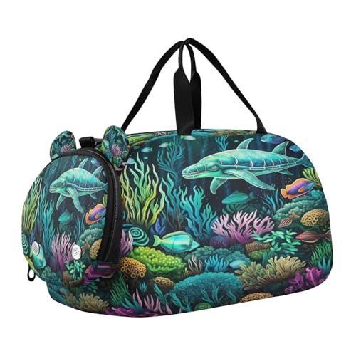 Pesce Colorato Cartone Animato Mare Borsa Sportiva da Nuoto e