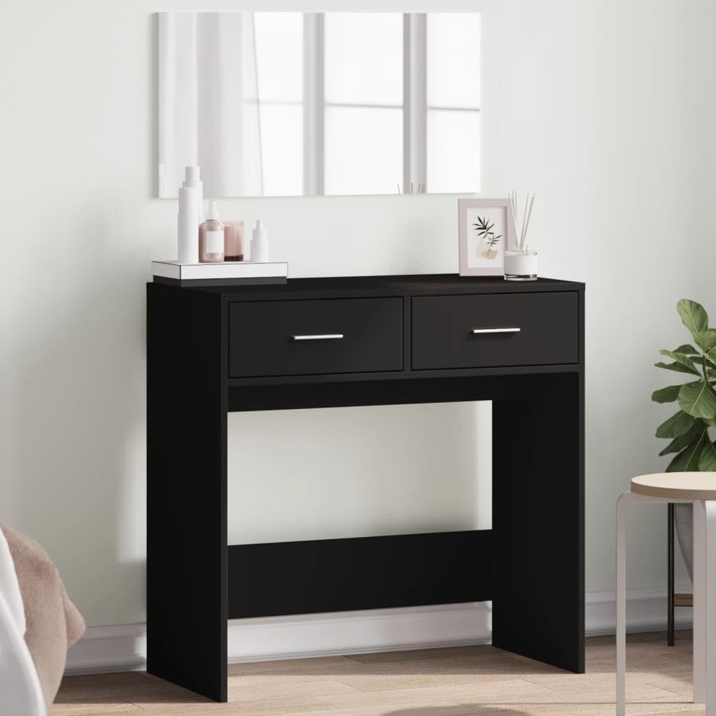 Schminktisch mit Spiegel Schwarz 80x39x80 cm Make-up Tisch Kosmetiktisch Konsole für Schlafzimmer Badezimmer Mit Stauraum und Wandhalterung