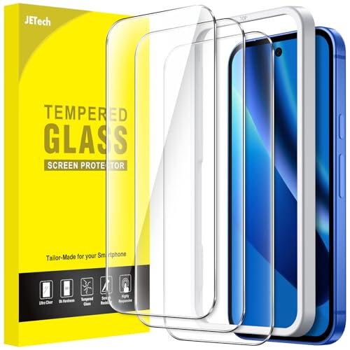 JETech Protector Pantalla para Google Pixel 10a, Cristal Vidrio Templado 9H con Marco de Instalación Fácil, Compatible con Huella Dactilar, HD Clara, 3 Unidades