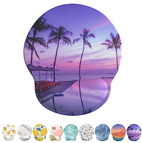 Image of eulps Mouse Pad with Wrist Rest, Comfortable Computer Mousepad with Gel Wrist Support Smooth Surface and Non-Slip PU Base for Pain Relief, Laptop, Office & Home (Mauve Twilight)