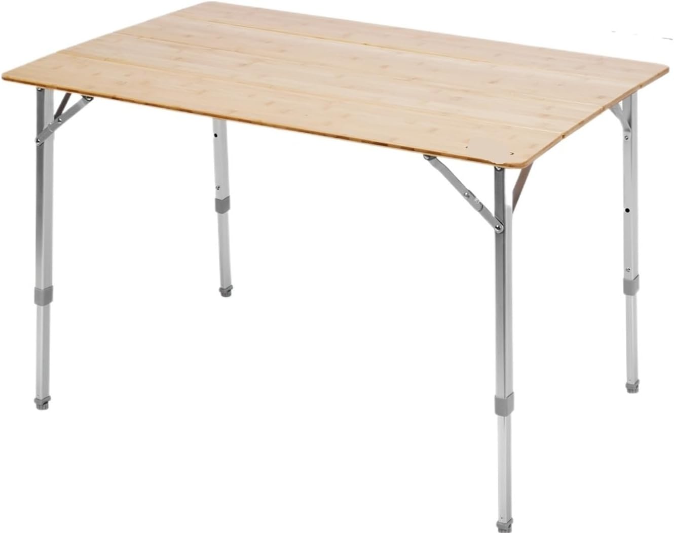 Compatible for Bamboo Folding Camping Table Adjustable Height 4-Fold 80KG Load with Carry Bag Outdoor Picnic Beach Garden Table(Big)