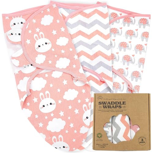Image of Bublo Baby Swaddles for Newborns – 3-Pack Infant Swaddles 0-3 Months – Adjustable Swaddle Sleep Sack – Soft Cotton Baby Wrap for Safe & Cozy Sleep (Coral)
