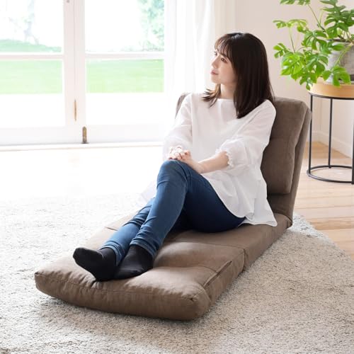 山善(YAMAZEN) ソファ ソファーベッド 座椅子 3WAY 一人掛け コンパクト 腰部14段階 リクライニング 簡易ベッド ローソファ 幅55×奥行70/193.5×高さ13.5/57cm 一人暮らし 完成品 ブラウン GAS-55(BR)