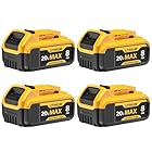 Bboattloir 4-Pack 8000mAh Replacement for DeWalt 20V Max Battery- Compatible with DCB206 DCB200 DCB201 DCB207 DCB203 DCB205, Fits 20V Battery Lithium ion Tools & Original Chargers