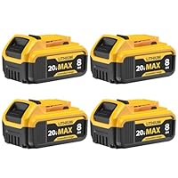 Bboattloir 4-Pack 8000mAh Replacement for DeWalt 20V Max Battery- Compatible with DCB206 DCB200 DCB201 DCB207 DCB203 DCB205, Fits 20V Battery Lithium ion Tools & Original Chargers