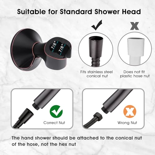 BRIGHT SHOWERS Handheld Shower Head Holder with Dual Angle Positions, Wall Suction Bracket Includes Adhesive 3M Disc, No Tools Required and Easy Installation, Oil Rubbed Bronze Finish - Thumbnail 5