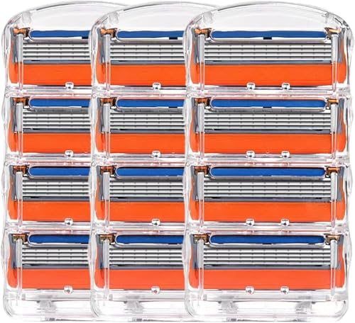 Hoovic ジレット 替刃 フュージョン カミソリ ジレット 5枚刃 電動 プログライド ひげそり 髭剃り 互換品 カミソリ 替刃 (12個セット)