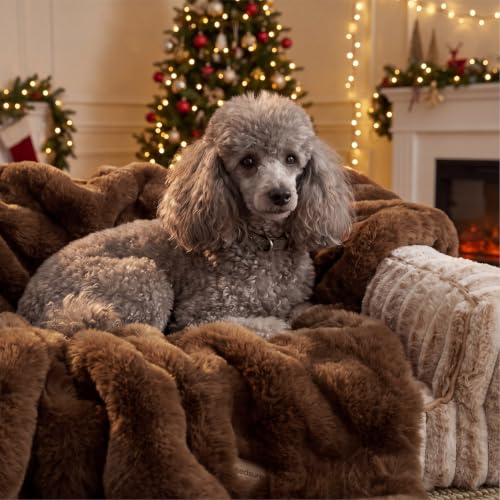 Image of Bedsure Fluffy Bubble Faux Fur Throw Blanket, 50 inchx60 inch, Tie-dye Dark Brown