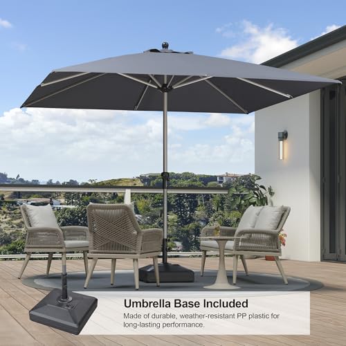 Purple Leaf Heavy Duty 10' x 10' Square Pool Umbrella with Base, Grey