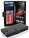 Cadorabo - Book Style Wallet Design for Sony Xperia Z with 2 Card Slots and Money Pouch - Etui Case Cover Protection in OXID-BLACK