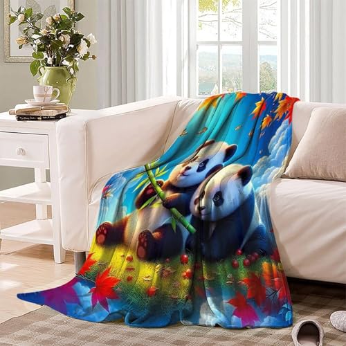 Couverture Panda géant chaude et moelleuse jeté de lit microfles - 4