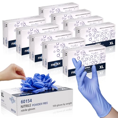 Image of FINITEX Ice Blue Nitrile Exam Gloves - Powder-free, 1000 PCS Medical & Home Cleaning Gloves