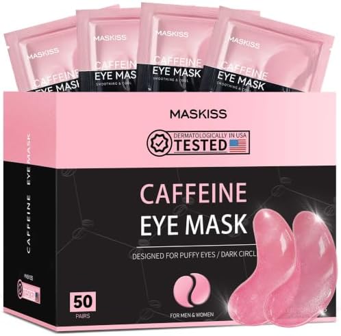 Maskiss Under Eye Patches (50 Pairs), Caffeine Eye Masks for Dark Circles Puffy Eyes Undereye Bags, Collagen Eye Patches for Wrinkles and Puffiness, Skin Care Gift for Her