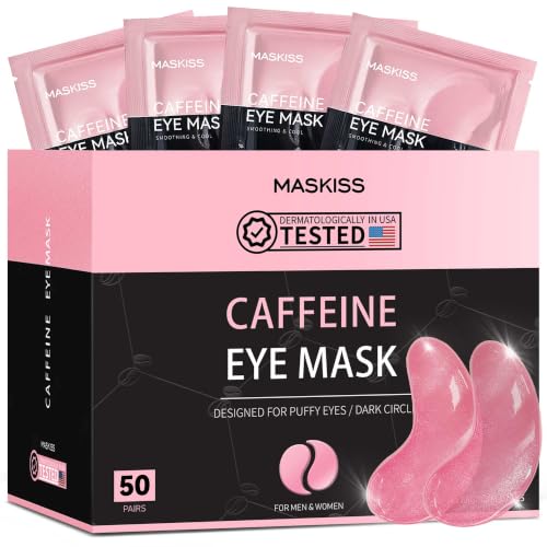 Maskiss Under Eye Patches (50 Pairs) Caffeine Eye Masks for Dark Circles Puffy Eyes Undereye Bags Collagen Eye Patches for Wrinkles and Puffiness Skin Care Gift for Her