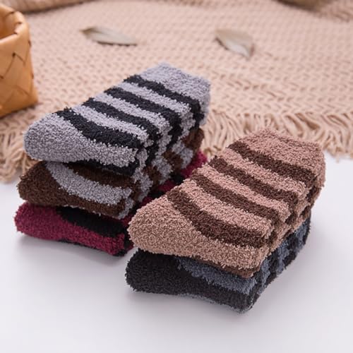5 Pairs Mens Fluffy Socks Fuzzy Bed Socks Crew Warm Socks Soft Winter Socks Warm Thermal Sleep Socks Multicolor4