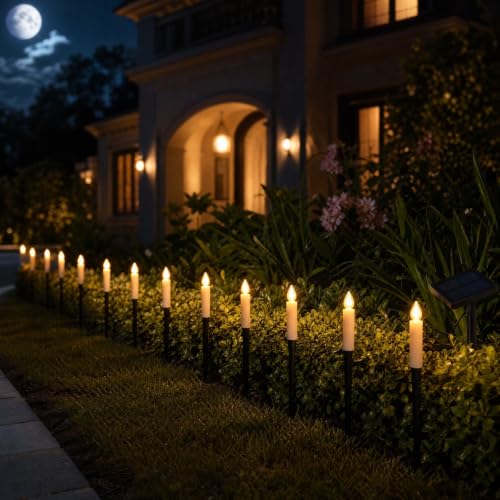 10 In 1 Solar Led Taper Candle Stake Lights Halloween Pathway Lights - image 4