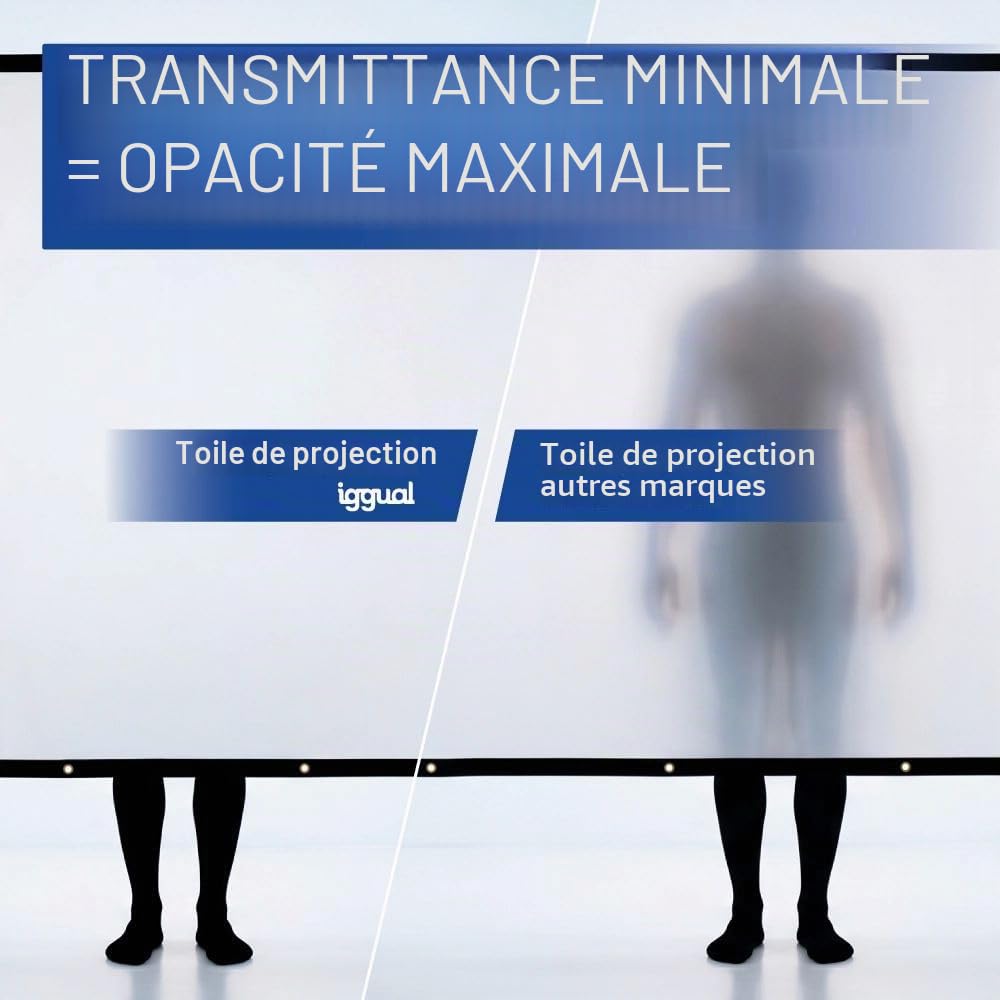 iggual - Écran de Projection 100 Pouces - Pliable - Anti-Plis - Format Large 16:9 - Angle de Vision 120° - Adapté pour Projecteur et Rétroprojecteur - Dimensions 221 x 124 cm