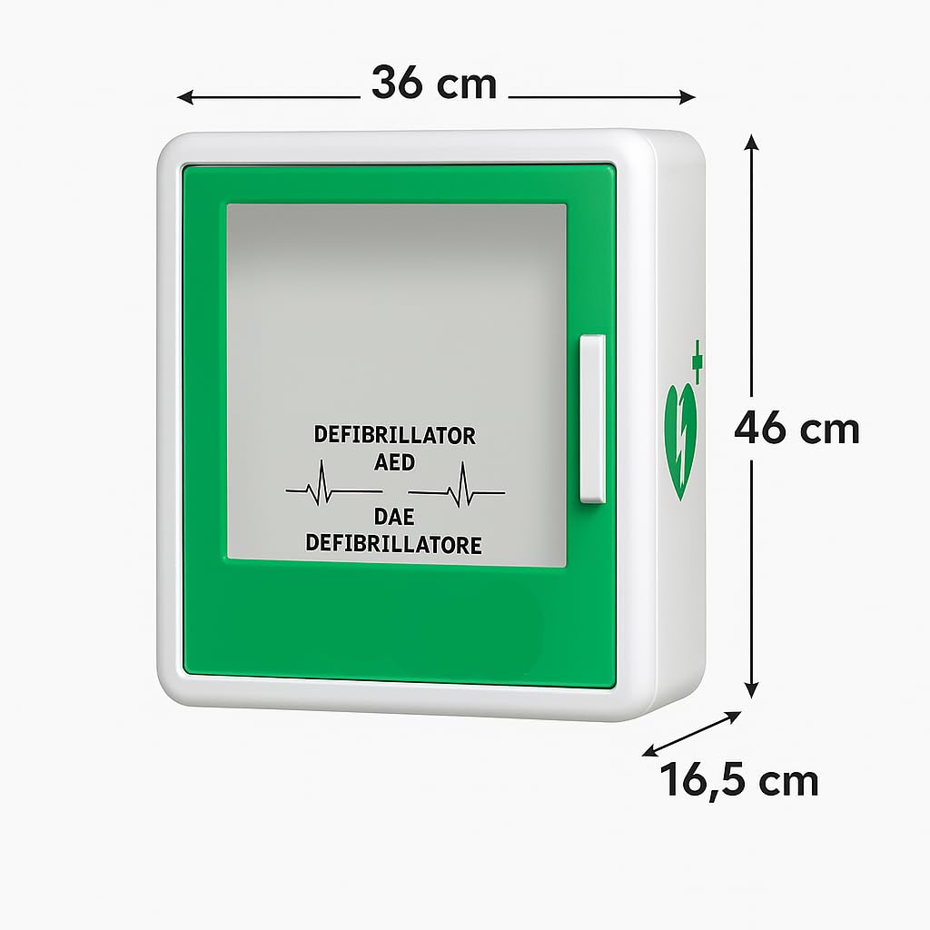 Teca Porta Defibrillatore DAE/AED – In ABS con Allarme Acustico – Compatibile con Tutti i Modelli di Defibrillatore. Misure 36Lx45Hx16.5P.