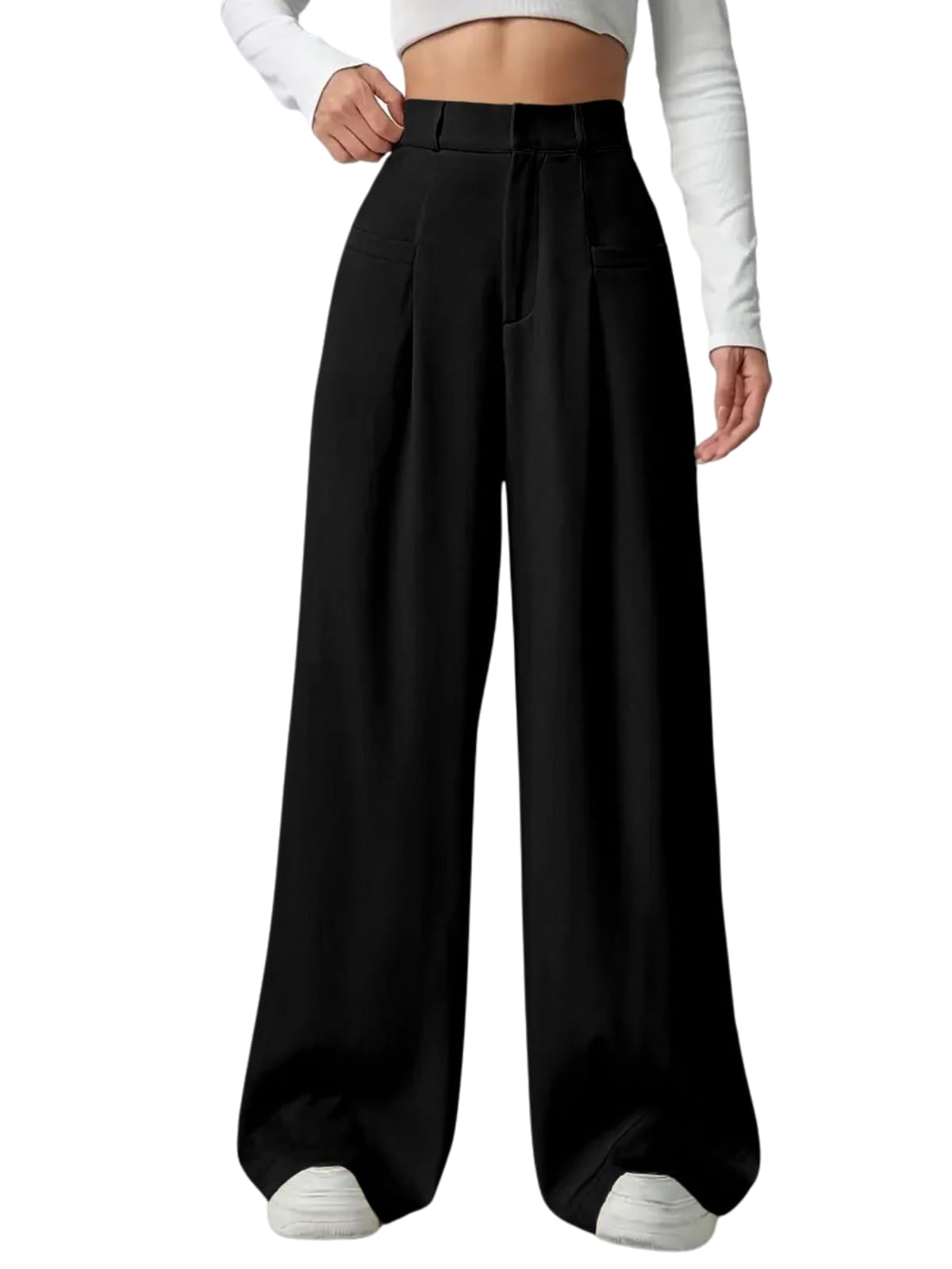 Women's High Rise High Waist Trousers Flared Korean Style Formal Pants | Elegant for Office, College & Events