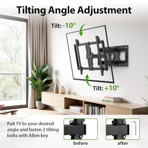 USX Mount Ultra Slim TV Wall Mount for 37-90 inch Flat Screen/LED/4K, Full Motion Wall Bracket with Dual Swivel Articulating Dual Arms, TV Mount for Max VESA 600x400mm, Fits 8"/16"/24" Studs