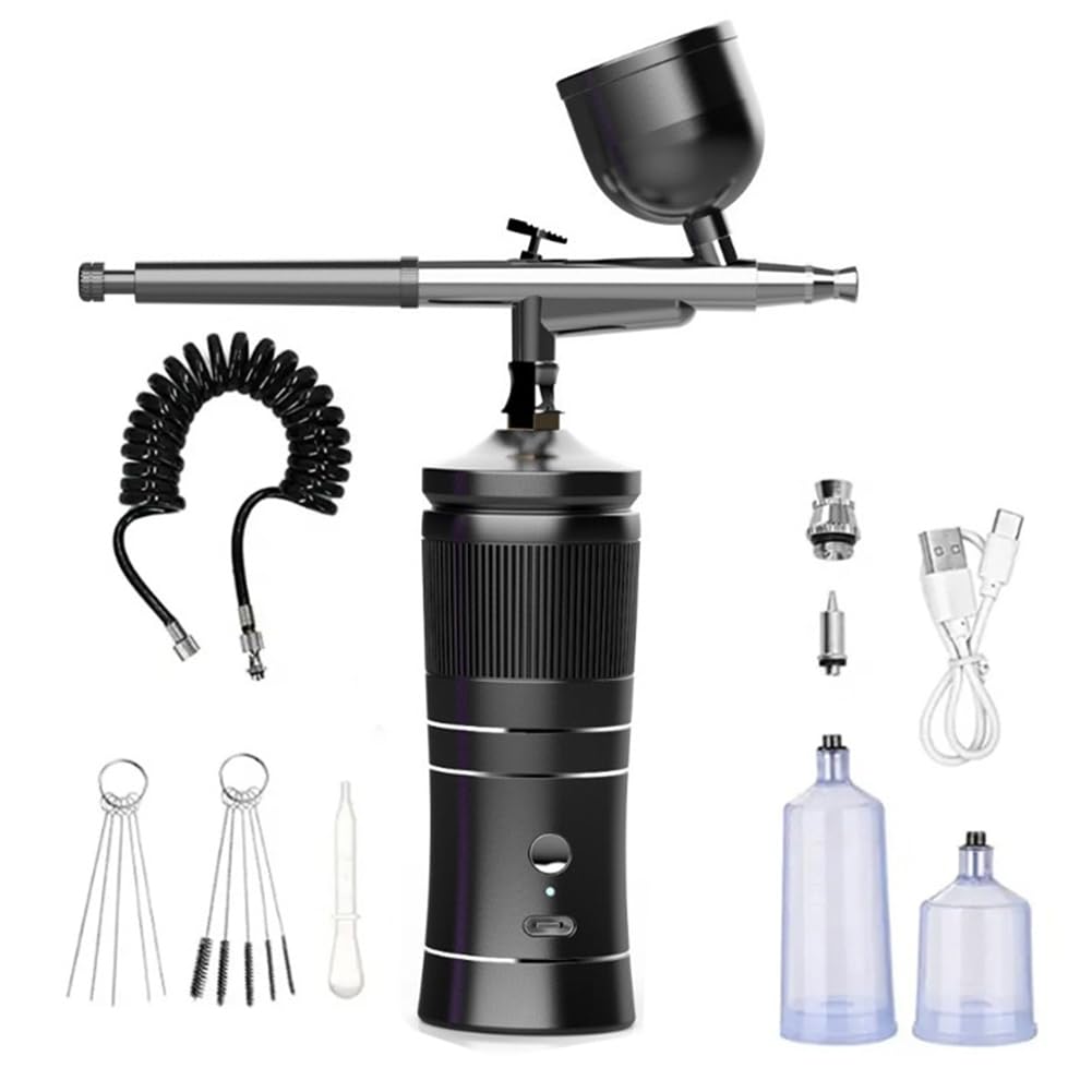 Aundhegrtt As Shown Rechargeable Airbrush Compressor Kit Airbrush Kit Cordless Nail Art Tattoo Cake Makeup