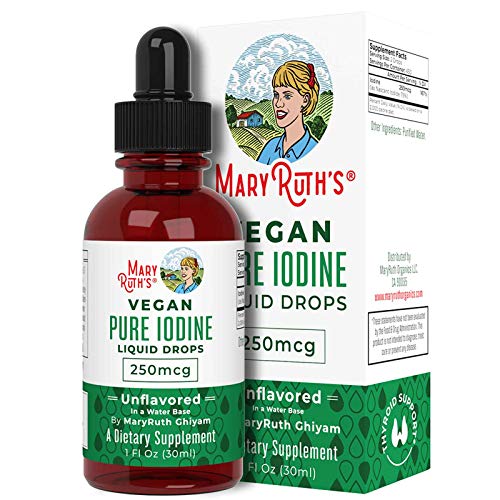 (1 Year Supply) Vegan Iodine Drops by MaryRuth's | Nascent Liquid Iodine Supplement Drops Solution | Pure, Clear Iodine | Promotes Optimal Thyroid Health | Hormone and Weight Support | 450 Servings