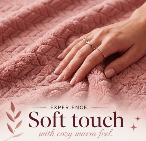 Image of VAS COLLECTIONS 280 GSM Premium Plush Blanket for Single Bed, Soft Warm Cozy Fleece Blanket, Ultra Soft Luxury Bedding, Comfortable Winter Flannel Blanket, 55 x 90 Inches(140 x 230 cm) - Dusty Mauve