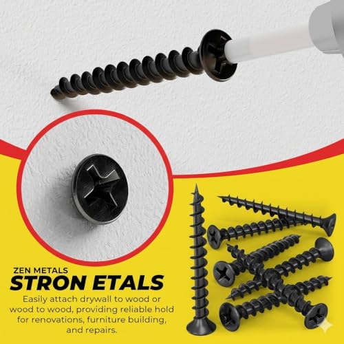 Image of ZEN METALS Nylon Wall Plug & Screw Set 50mm (2 Inch) - 50+50 Pcs - Heavy Duty Plastic Sleeve Anchors with Drywall Screws for Wood, Brick, Concrete & Drywall