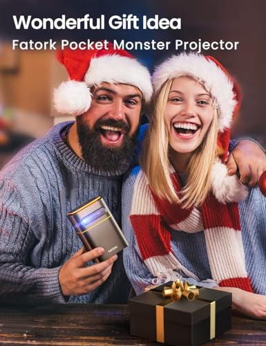 FATORK Mini Projector with 5G WiFi,1080P HD Small Projector Short Throw with Tripod, Outdoor Projector for Phone, Rechargeable Portable Projector, Compatible with iOS/Android/TV Stick/HDMI/USB 2.0