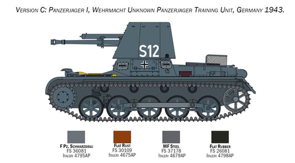 Italeri 6577S 1:35 Ger. Panzerjäger I, Modellbau, Bausatz, Standmodellbau, Basteln, Hobby, Kleben, Plastikbausatz, detailgetreu, Panzer Bausatz, Militär, Mehrfarbig