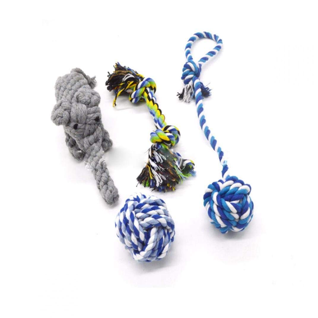 IUwnHceE Puppy Dog Pet Rope Toys Durable Interactive Dog Toys Non-Toxic Cotton Fiber for Aggressive Chewers Set of 4